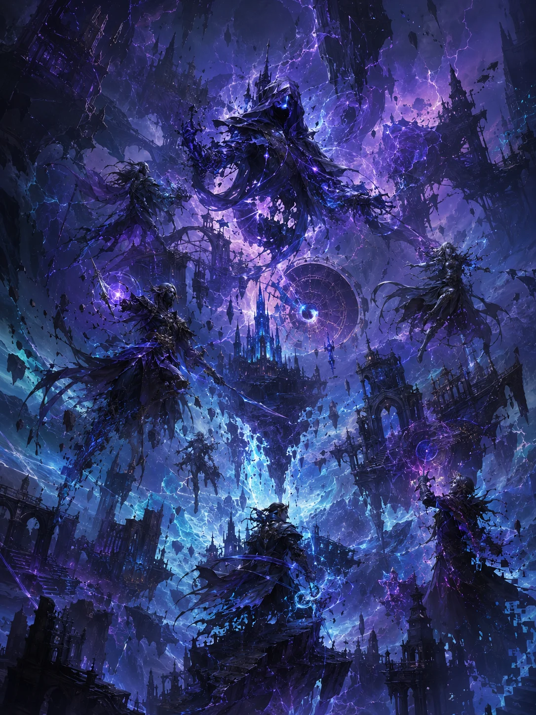 Arcane energy illuminates floating ruins